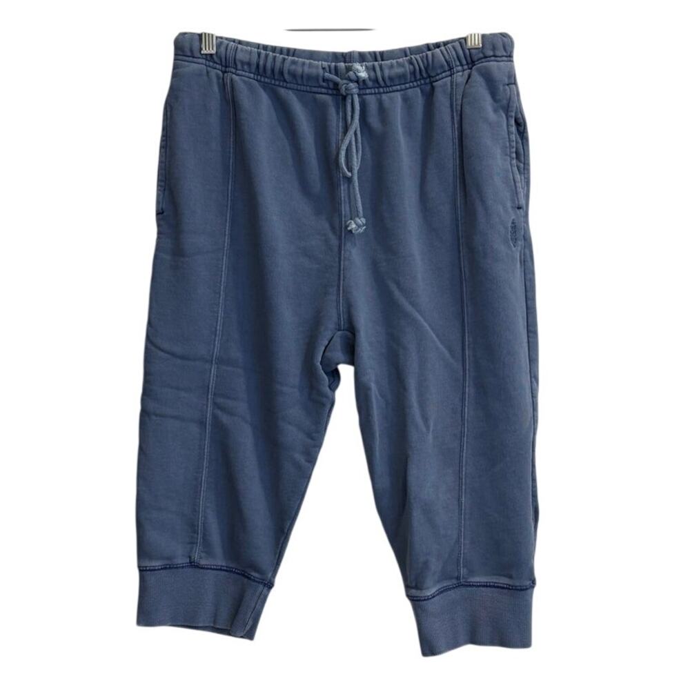 Women's Navy Cropped Sweatpants with Drawstring